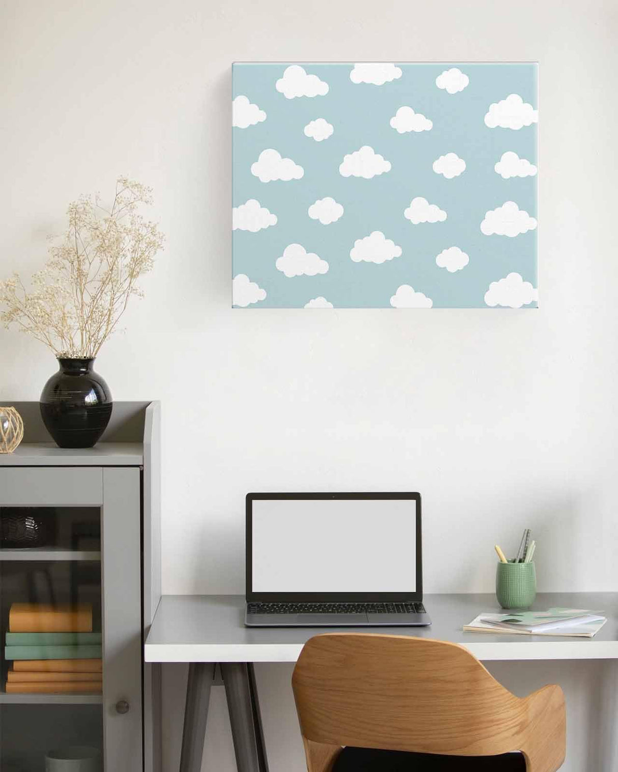 Zoileodpish Clouds Paint by Numbers Blue Sky Painting on Canvas Kit for Adults Beginners with Wooden Frame Easy to Paint DIY for Home Wall Decor Gift, 16" Wx12 L Zoileodpish