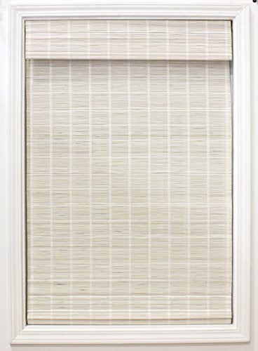 Radiance Cordless White Bamboo Roman Shades - Light Control Blinds for 27-inch Windows - WoodArtSupply