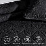 Whale Flotilla California King Quilt Bedding Set, Soft Black Oversized Bedspreads Quilts Cal King Size for All Seasons, 3 Pieces Lightweight Geometric Star Pattern Coverlet Whale Flotilla