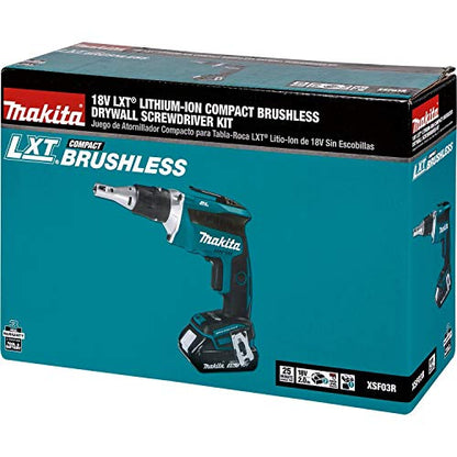 Makita XSF03R 18V LXT Lithium-Ion COMPACT Brushless Cordless Drywall Screwdriver Kit (2.0Ah) - WoodArtSupply