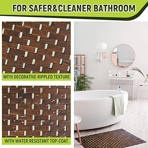 gazechimp Bamboo Wood Bath Mat, Bathroom Mat, Bathmat Kitchen Rugs for Bathtub, Sauna and Shower, Brown Gazechimp