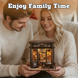 Coffee Shop Book Nook Kit, DIY Miniature House Kit with Led Light for Adult and Teens, 3D Wooden Puzzles Book Nook, Tiny House, Gifts for Family and Friends (with Assembly Manual)