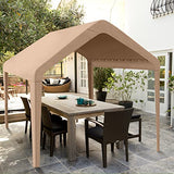 Birodeko Carport Replacement Canopy Cover 10'x20' for Tent Top Garage Shelter Cover with Ball Bungees, 800D Oxford Replacement Cover Waterproof & UV Protection, Not Included Frame (Light Brown) Birodeko