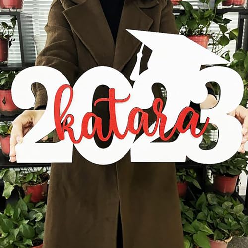 2024 Personalized Name Wood Graduation Cap Sign, Custom Graduation Name Sign, Class of 2024 Grad Photo Shoot Props Party Backdrop Decor for High School or College Graduate Souvenir Gifts BOELRY