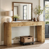 Tribesigns 63-Inch Solid Wood Console Sofa Table, Farmhouse Long Entryway Table Behind Couch for Living Room, Entrance, Hallway, Foyer, Easy Assembly (Light Brown) Tribesigns
