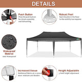 COBIZI 10x20 Pop Up Canopy Tent with Sidewalls,Party Tent Outdoor Gazebos, Waterproof & UV50+,3 Adjustable Heights,Higher Frame Design - Extra Tall for Parties Backyard,Weddings,Markets,Black COBIZI