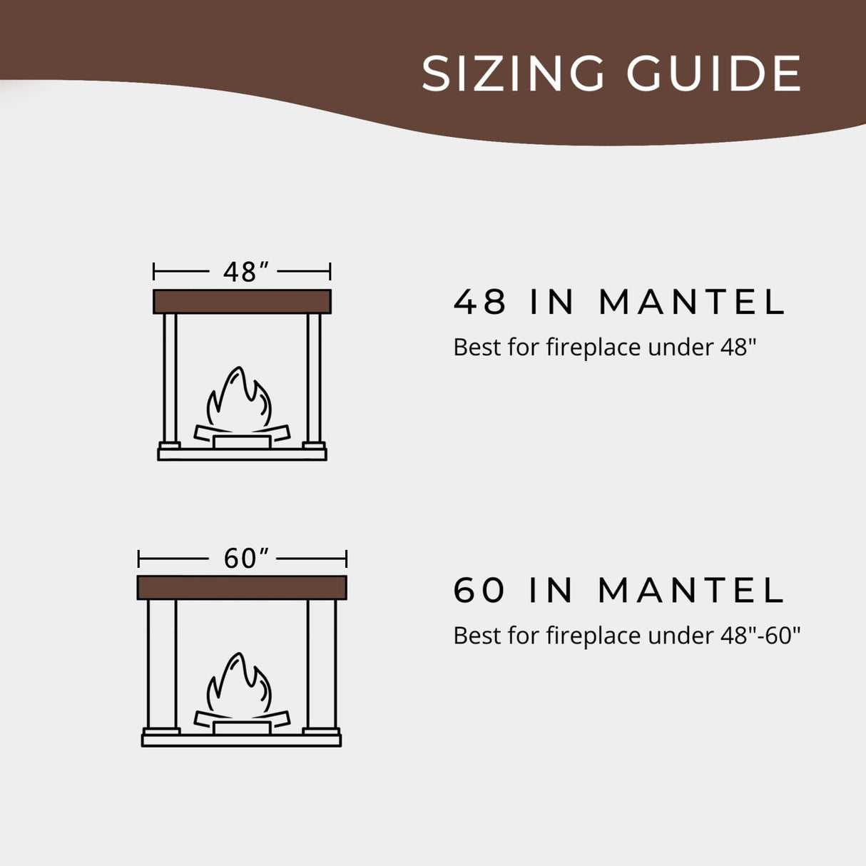 WELLAND 60 - Inch Fireplace Mantel Shelf, Real Wood Floating Wall Shelf, Walnut Color, Pinewood WELLAND