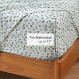 Berkshire Blanket Peanuts® Kids Sheet Set Twin Size - 3 Pieces,Cute Character Snoopy Printed Soft Microfiber Bed Sheets,Mini Snoopy & Woodstock New Flower and Bees Sage Berkshire Blanket