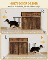 Hzuaneri 39.4'' Dog Crate Furniture, Large Wooden Dog Crate with Storage and 3 Doors, Indoor Kennel for Medium/Large Dogs, End Table with Barn Door, Chew-Proof and Escape-Proof, Rustic Brown DFC87401B Hzuaneri