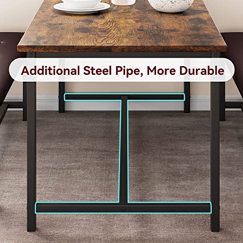 IDEALHOUSE Dining Table Set for 4, Kitchen Table with Upholstered Bench, Rectangular Dining Room Table Set with 2 Benches, 3 Piece Kitchen Table Set for Small Space, Apartment, Studio, Rustic Brown IDEALHOUSE
