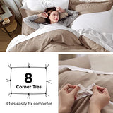 Bedsure Khaki Duvet Cover Queen Size - 3 Pieces Prewashed Cotton-Like Polyester Extra Soft Bedding Set, Includes 1 Duvet Cover 90x90 Inches with Zipper Closure & 2 Pillow Shams, Comforter Not Included Bedsure