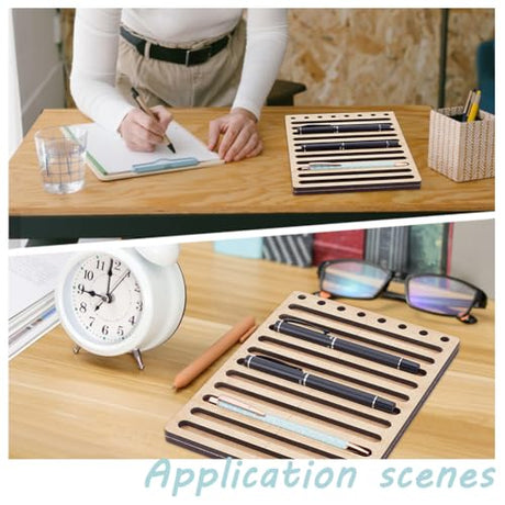 BENECREAT 11 Slot Ink Pen Jig for Laser Engraving, 6.5x8.6inch MDF Ink Pen Holder, Creative Pen Maker Fixing Jig for Customs Engravers, 5.8x0.4inch Inner Diameter BENECREAT
