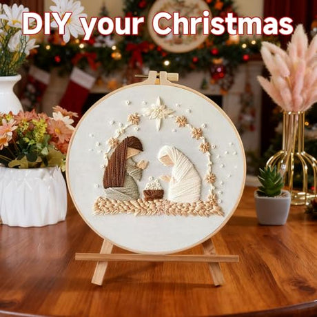 TPZBWG Christmas Embroidery Kit, 4 Pack Cross Stitch Kits,DIY Embroidery Starter Kit for Adults & Beginners, DIY Needlepoint Kit with Embroidery Hoop Thread Needle for Craft Lover Birthday Gifts 2 TPZBWG