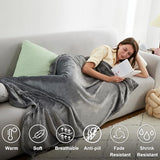 Hansleep Fleece Blanket Twin Size Grey, Soft Cozy Twin Blanket, Fuzzy Flannel Blanket for Bed, Sofa, Couch, Travel, Camping, 60 x 80 Inches Hansleep