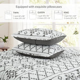 Whale Flotilla Twin Quilt Set - Reversible White Quilts Twin Size with 1 Pillow Sham, Lightweight Boho Striped Bedspreads Coverlet Bedding Set for All Seasons Whale Flotilla