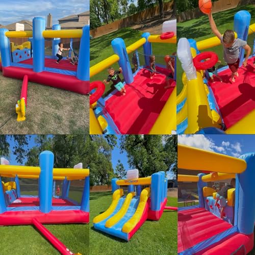 AKEYDIY Bounce House Ball Game Park, Large Bounce House for Kids 8-12, Sports Mania Bouncy House with Large Bounce Area/Dual Slides Inflatable Bouncer with Blower - Huge16ft x10ft AKEYDIY