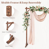 S AFSTAR 7.2FT Square Wedding Arch Frame Wooden, Balloon Floral Arch Stand W/Triangular-Shaped Base, 4 U-shaped Stakes, Indoor Outdoor Wood Arbor Backdrop Stand for Wedding Ceremony Party S AFSTAR