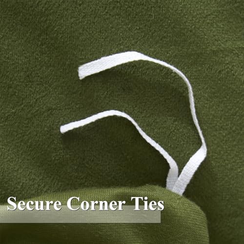 Ivellow Velvet Flannel Duvet Cover King Size Olive Green Comforter Cover Ultra Soft Breathable Cozy Velour Duvet Cover Solid Luxury Bedding Set Zipper Closure Corner Ties Ivellow