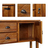 LKTART Farmhouse Wood Console Table with 2 Drawers and 1 Bottom Shelf， Storage Sideboard with 2 Cabinets Buffet Cabinet for Living Room Kitchen and LKTART