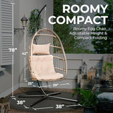 Econohome Hanging Egg Chair with Stand - Indoor/Outdoor Swing Hammock Chair with Plush, Washable Cushions, 350LBS Capacity, Ideal for Relaxation in Bedrooms, Balconies, Gardens, and Patios EconoHome