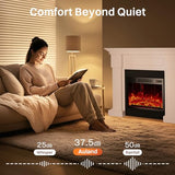 55" Electric Fireplace with Mantel | 1400W Faux Fireplace | Highly Realistic 3D Flame | 50-90℉ Adjustable Temp | Button & Remote Control | White Fireplace Mantel Surround | 55" W×13.5" D×44" H FODINGHILL