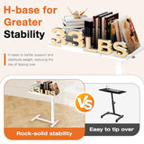 Sweetcrispy Small Standing Desk Rolling Table Adjustable Height, Laptop Mobile Stand with Wheels, Portable Computer Workstation with Tiltable Desktop for Teacher Classroom Home Office, White Sweetcrispy