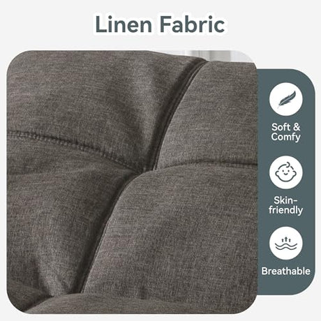 AMICLIBER Futon Sofa Bed Convertible Couch, Grey Linen Sofa Bed with Memory Foam, Adjustable Backrest & Armrests, Multifunctional Small Loveseat Sleeper Sofa for Living Room, Apartment, Office AMICLIBER