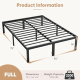 DUMOS Full Size Bed Frame - Metal Platform Bed Frames Mattress Foundation with Steel Slat Support, No Box Spring Needed, Storage Space Under Base, Easy Assembly, Black DUMOS