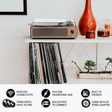 WOCKODER Vintage Record Players for Vinyl with Speakers Belt-Driven Retro Turntable for Vinyl Records Support 3-Speed, Bluetooth Playback, AUX-in, Headphone, RCA All-in-on LP Vinyl Players Brown WOCKODER