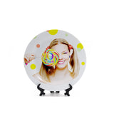 MR.R Sets of 2 Sublimation Blanks White Ceramic Flat Plate with Stand,Porcelain Plates. 8 inch Round Dessert or Salad Plate, Lead-Free, Safe in Microwave, Oven, and Freezer MR.R