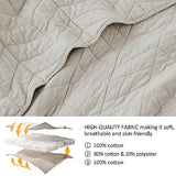 palassio Beige Cotton Quilt King Size Bedding Sets with Pillow Shams,White Lightweight Soft Bedspread Coverlet, Tan Cream Quilted Comforter Bed Cover for All Season, 3 Pieces, 106x96 inches palassio