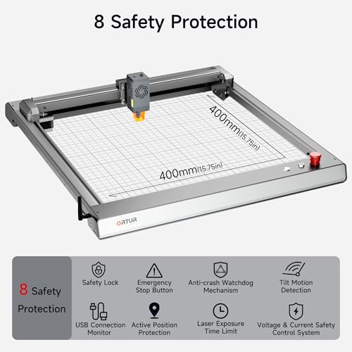 Ortur 10000mW Laser Engraving Machine, Ortur Laser Master 3 High Precision Laser Cutter, Leather Acrylic Glass Metal & Wood Laser Engraver for DIY Making, Class 4, 15.7'' x 15.7'' Ortur