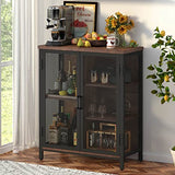 BON AUGURE Coffee Bar Cabinet with Storage & Doors, Small Liquor Cabinets for Home, Farmhouse Accent Buffet Sideboard Station for Kitchen, Dining Room, Entryway (Rustic Oak) BON AUGURE