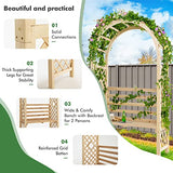 Giantex 81in Garden Arch with 2-Person Bench, Wooden Garden Arbor Archway Trellis for Climbing Plants, Outdoor Wedding Arches Patio Trellis Pergola for Ceremony Party Lawn Backyard, Load 543 lbs Giantex