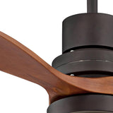 Casa Vieja 52" Delta-Wing DC Modern 3 Blade Indoor Outdoor Ceiling Fan with LED Light Remote Control Solid Wood Oil Rubbed Bronze Damp Rated for Patio Exterior House Porch Gazebo Garage Casa Vieja