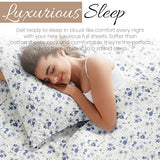Linen Market Patterned Microfiber Full Sheet Set 4 Piece – Oeko-TEX Certified Ultra Soft & Wrinkle-Free - 16" Deep Pocket Sheets - Easy Care Full Size - Blossoms Light Blue Linen Market