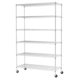 FDW 48"L×18"W×82"H Wire Shelving Unit Storage Cart Metal Shelf Rolling Utility Cart 2100Lbs Capacity with 6 Tier Casters Adjustable Layer Rack Strong Steel for Restaurant Garage Pantry Kitchen,Chrome FDW