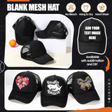 10 Pcs Sublimation Blank Trucker Hats Bulk Mesh Baseball Cap Polyester Mesh Trucker Hat for Men and Women (Black) Tarpop