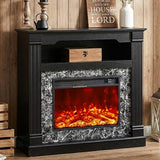 40" H Electric Fireplace with Mantel, 23" 4800 BTU Freestanding Electric Fireplace for Small to Medium Rooms, Heating to 60-99°F, LED Flame, Overheat Protection, Remote Control, Black Wood Grain ViridKnot