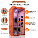 Sauna, Far Infrared Saunas for Home Room 1550W/110V Indoor Sauna for Single Person Okoume Wood Sauna Spacious 1 - 2 Person Low EMF Dry Sauna with Speakers/Air Hole and Color Lighting 39.4*35.4*74.8 IN HOSAUNA