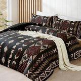 Tyrot Queen Comforter Set – 3 Piece Black Red Boho Aztec Bedding, Western Southwestern Style Comforter Sets, Soft Lightweight Comforter for All Seasons, 1 Comforter & 2 Pillow Shams Tyrot