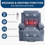 GarveeLife Rocking Recliner Chair for Nursery Glider Recliner with Cup Holder Swivel Rocker with Upholstered Deep Seat Comfy Single Sofa for Living Room Blue