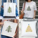 BEUNITONE 4PCS Christmas Tree Embroidery Kit Merry Christmas Stamped Snowflake Pine Tree Needlepoint Kit DIY Adult Beginner Stamped Cross Stitch Kit with Patterns and Instructions