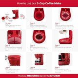 Holstein Housewares - 5 Cup Drip Coffee Maker - Convenient and User Friendly with Permanent Filter, Borosilicate Glass Carafe, Water Level Indicator, Auto Pause/Serve and Keep Warm Functions,Yellow Holstein Housewares