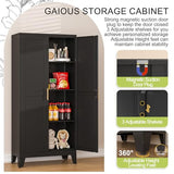 GAIOUS Metal Storage Cabinet With 2 Doors and 3 Adjustable Shelves, Black Kitchen Pantry for Food, Utility Cabinet for Laundry Room, Cupboard GAIOUS