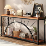 70.9 Inch Console Table, Extra Long Industrial Sofa Tables, 2-Tier Behind Couch Table, Foyer Tables for Entryway, Hallway, Living Room, Unique Design UNIQUITE