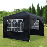 Panana Pop Up Gazebo 10''x10'' Waterproof Outdoor Garden Marquee Awning Party Tent Canopy and Carry Bag 3 X 3m (Black) Panana