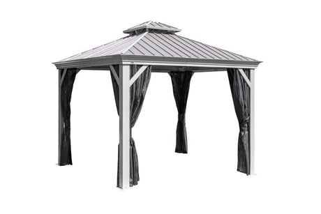 Sojag Outdoor 10' x 10' Monaco Hardtop Double Roof Gazebo Outdoor Sun Shelter, Champagne Sojag