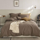 Nanko King Size Comforter Set Brown, All Season Soft Down Alternative Duvet Insert, Microfiber Filling Bed Sets, Modern Farmhouse Bedding Sets in a Bag for Women Men 104 x 90 inch 3 PCS Dark Coffee Nanko