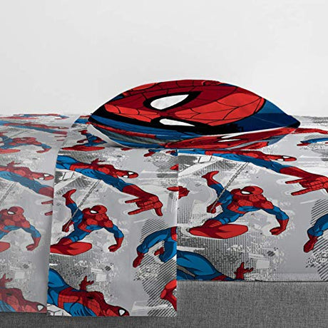 Jay Franco Marvel Spiderman Burst 4 Piece Twin Bed Set - Includes Reversible Comforter & Sheet Set - Bedding - Super Soft Fade Resistant Microfiber - (Official Marvel Product) Jay Franco
